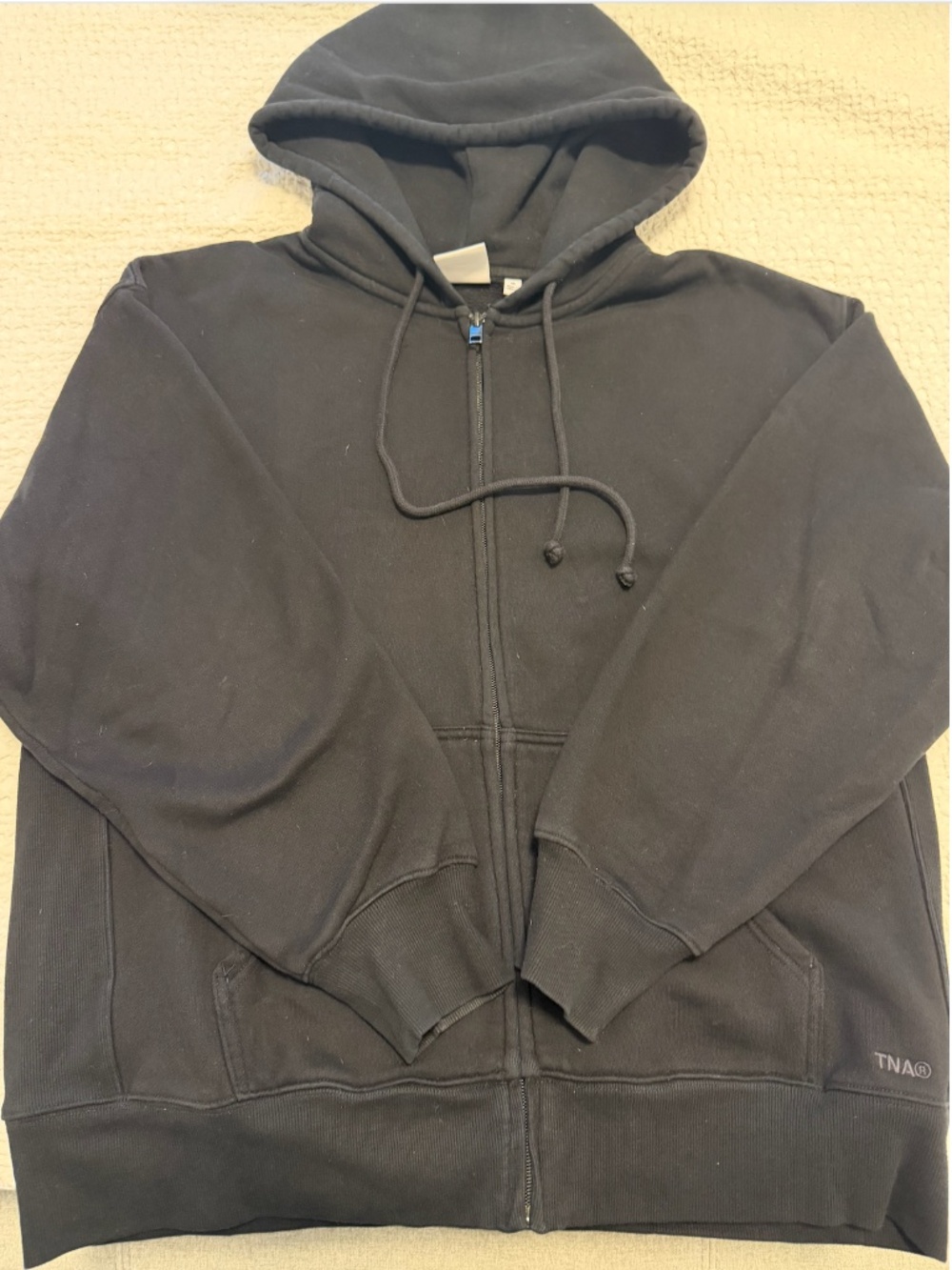 Aritzia TNA Cozy Fleece Boyfriend Full-Zip Hoodie – Black – Size Medium